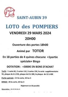 LOTO des Sapeurs-Pompiers