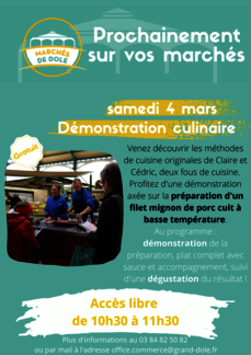 Démonstration culinaire Marché Couvert Dole