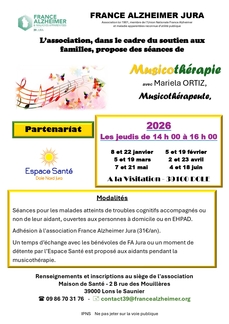Musicothérapie et ateliers aidant Alzheimer