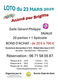 LOTO du Tennis Club de Dole
