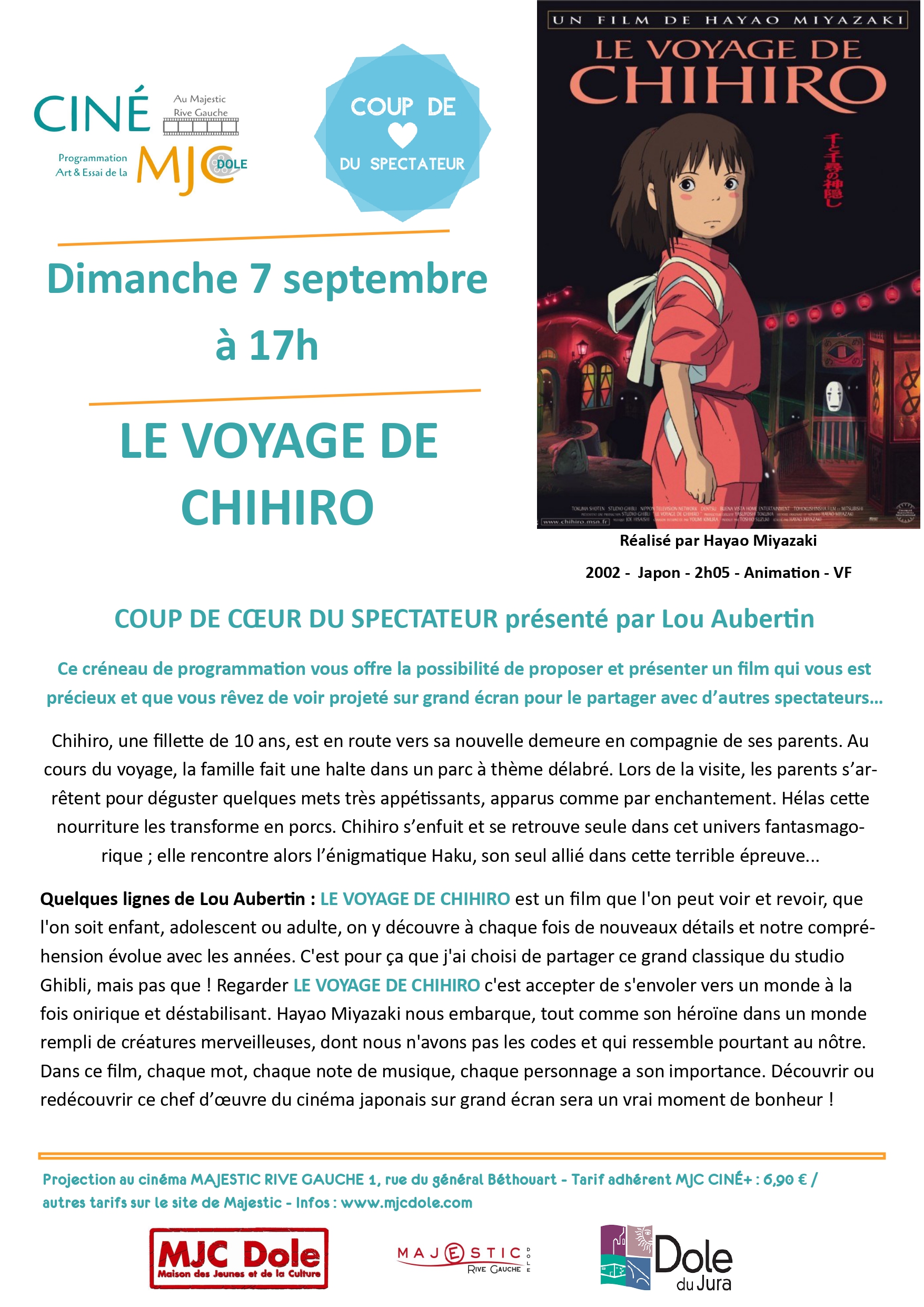 COUP DE CŒUR DU SPECTATEUR - Le voyage de Chihiro