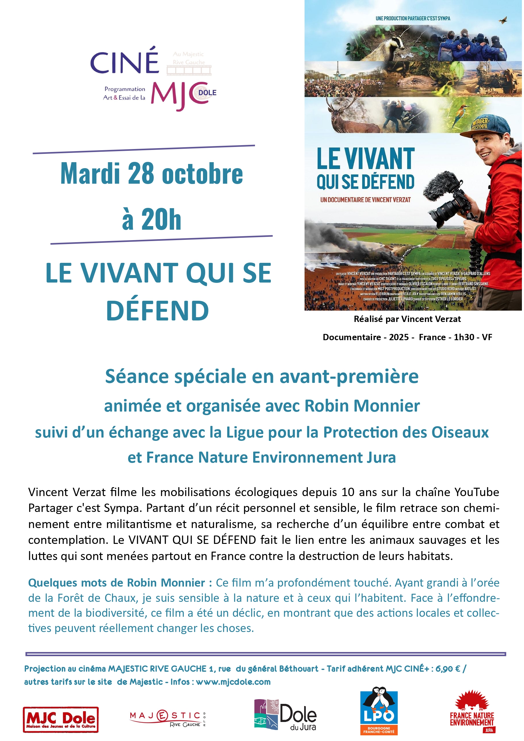SOIRÉE SPÉCIALE CINÉ MJC - LE VIVANT QUI SE DÉFEND
