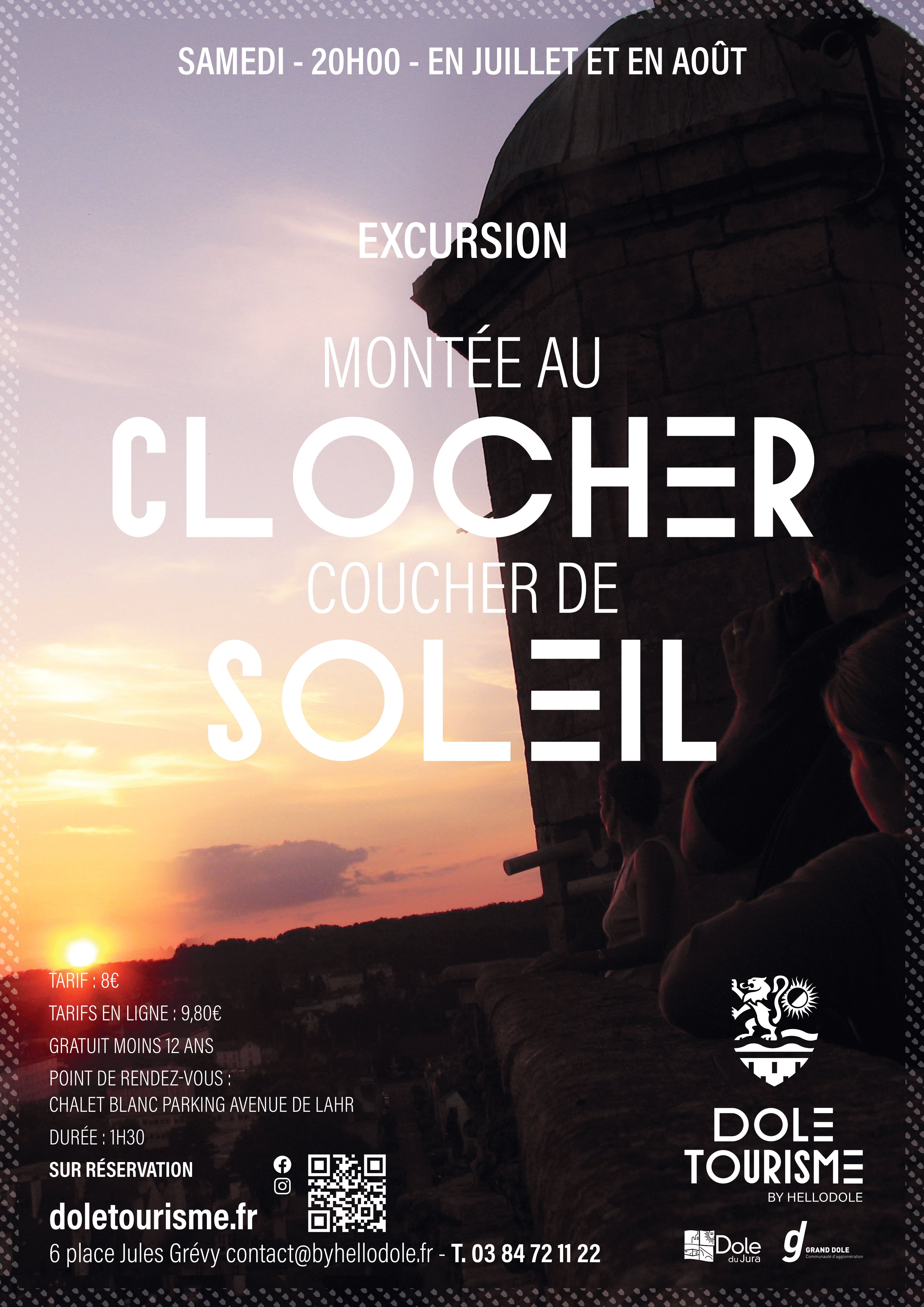 Montée au clocher de la Collégiale au coucher de soleil