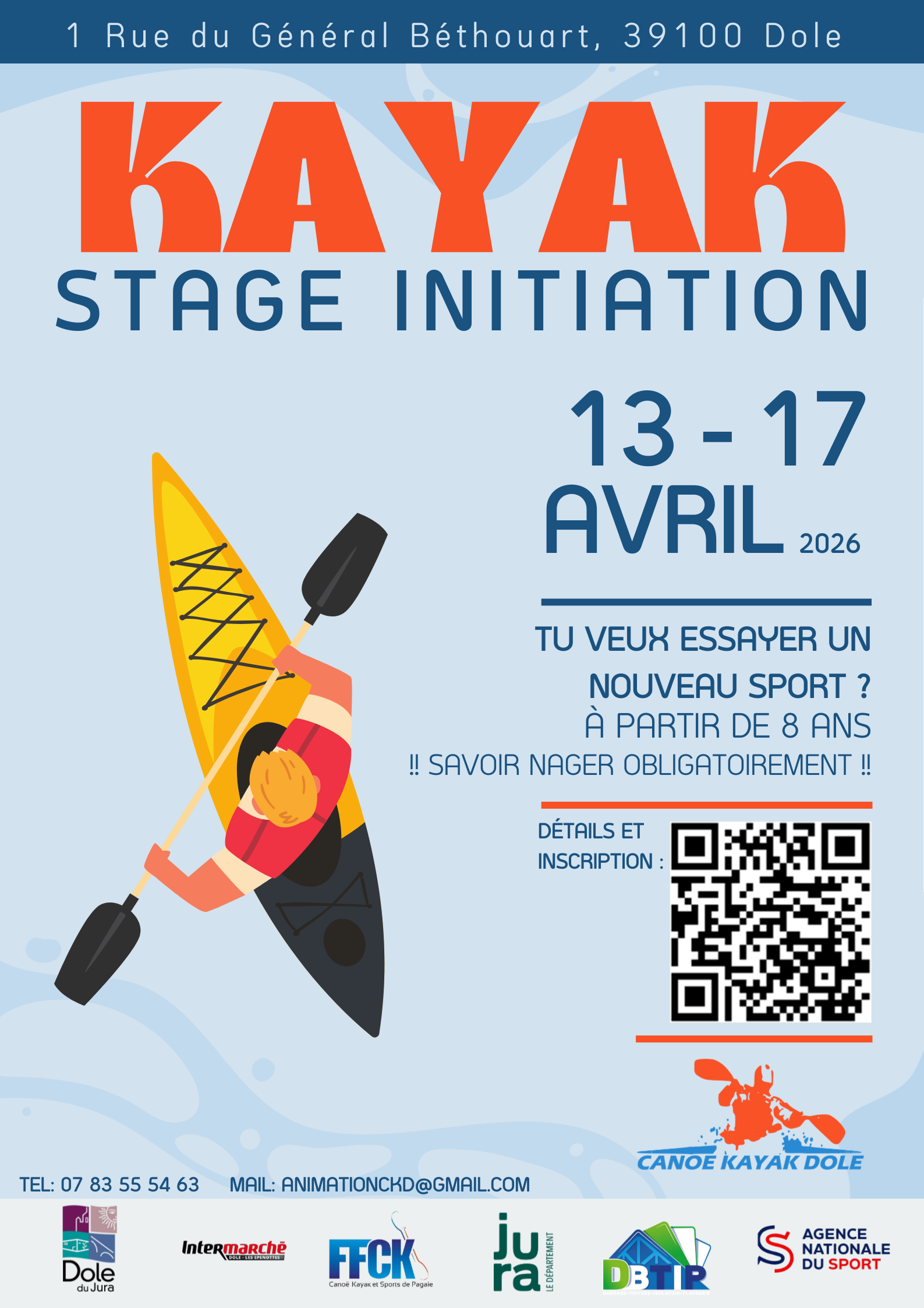 Stage Initiation Kayak de 11 ans à 17 ans
