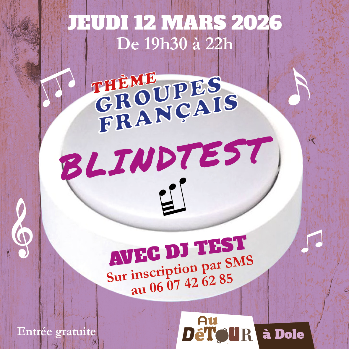 Soirée BLINDTEST musical "Thème CHANTEURS FRANCAIS" avec DJ TEST