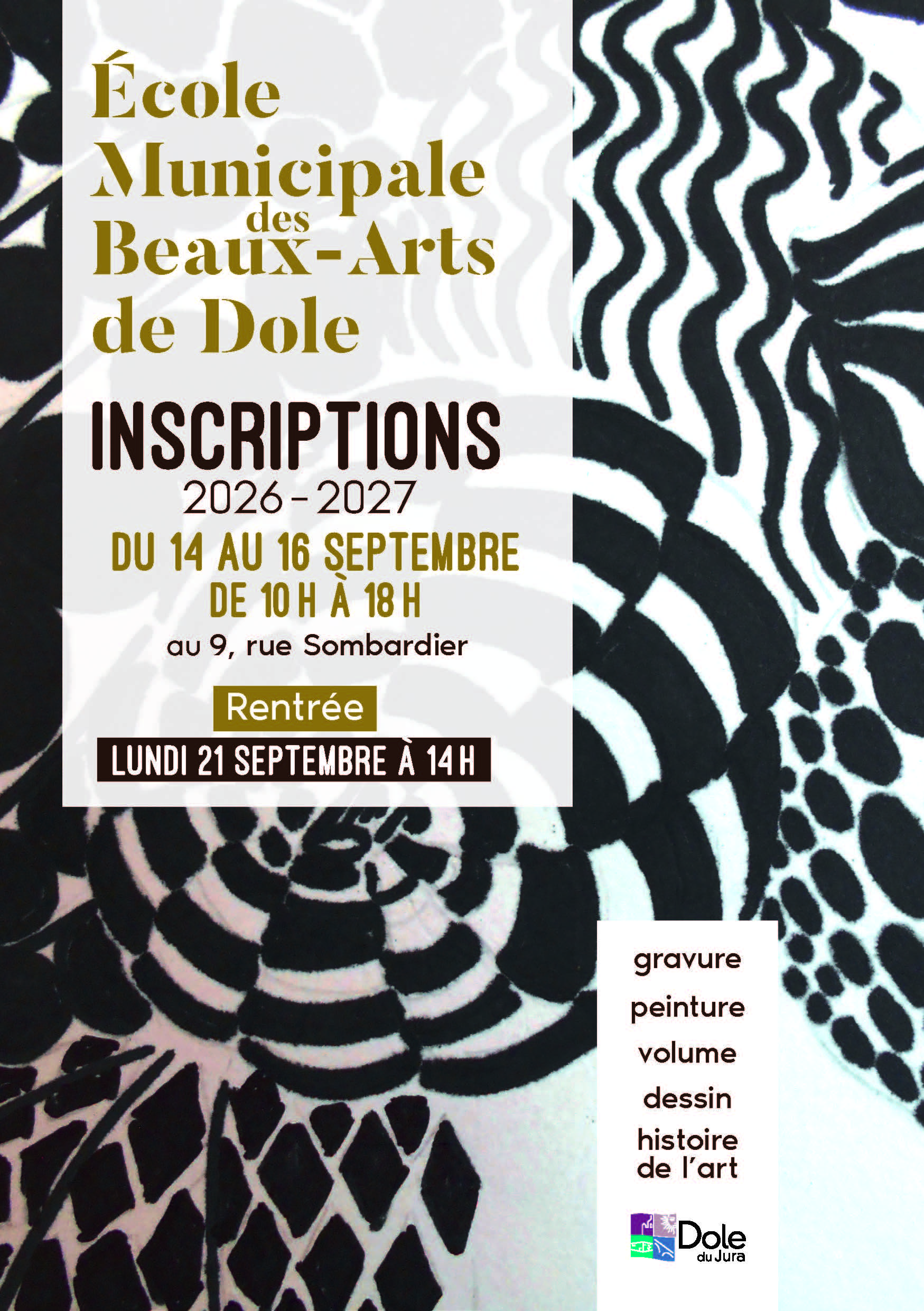 Inscriptions école des beaux-Arts année 2026-2027