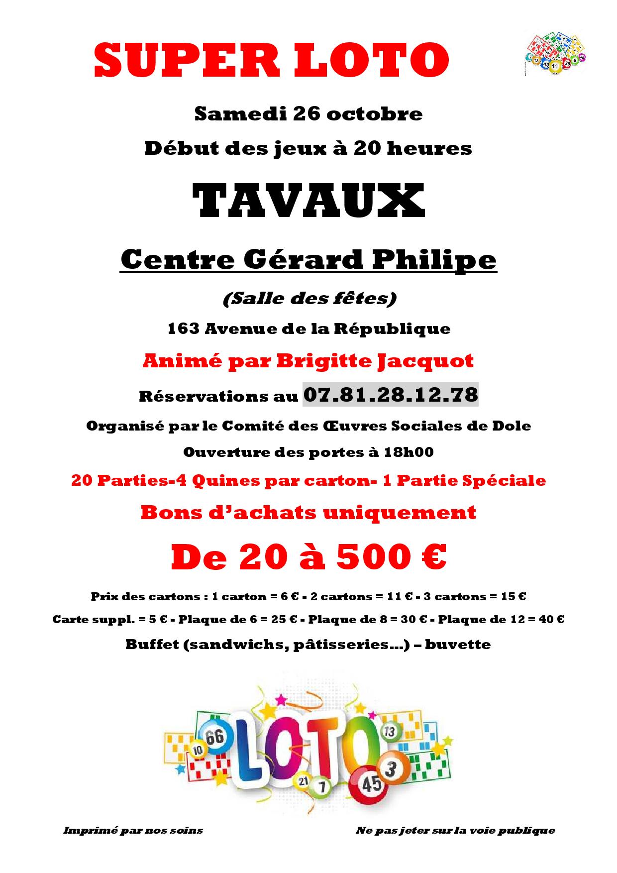 Super loto du Comité des Oeuvres Sociales de Dole